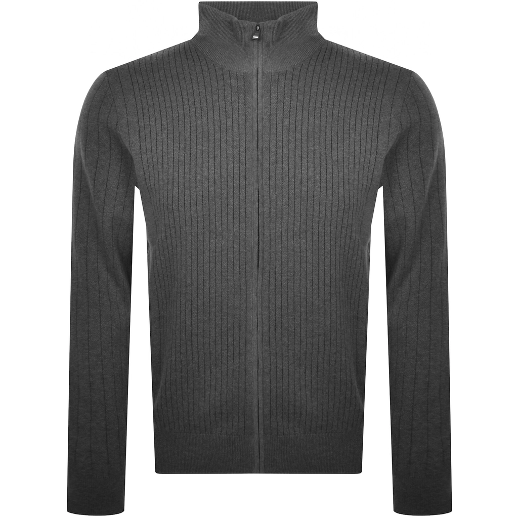 Hugo Boss BOSS Bejino Full Zip Knit Jumper Grey
